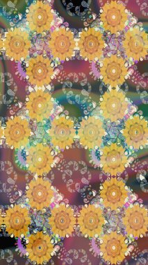 Şirin çiçek elementleri. Bej renkli çiçekler. Raster illüstrasyonu. Çizim.