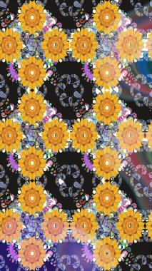 Küçük çiçekli basit bir çiçek çizimi. Sarı renkte şirin çiçekler. Moda baskısı, albüm, ambalaj kağıdı ve duvar kağıdı için zarif dekoratif süslemeler. Raster illüstrasyonu.