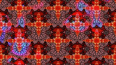 Çiçek süslemeli çizim deseni. Kırmızı renkte çiçekler. Raster illüstrasyonu.