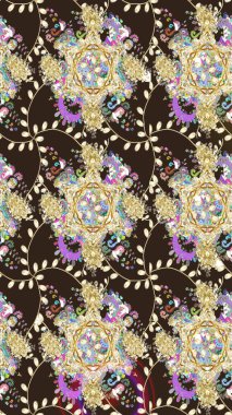 Kızılderili desenli desenli desenli şal deseni. Etnik Mandala süsü. Raster Henna dövme stili. Tekstil, tebrik kartı, boyama kitabı, telefon kılıfı baskısı için kullanılabilir.