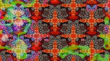 Çiçek desenli eskiz, yaz çiçekleri. Kırmızı renkte çiçekler. Renkli Bahar Teması eskiz kalıbı. Düz Çiçek Elementleri Tasarımı.