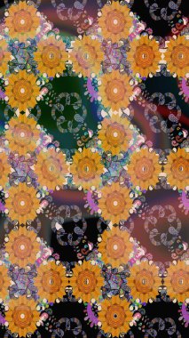 Beautiful watercolor Bouquet of summer flowers sketch pattern. Nice fabric pattern.