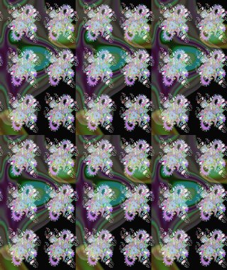 Raster illüstrasyonundaki çiçek desenli çizim. Yeşil renkli çiçekler. Renkli Bahar Teması eskiz kalıbı. Düz Çiçek Elementleri Tasarımı.