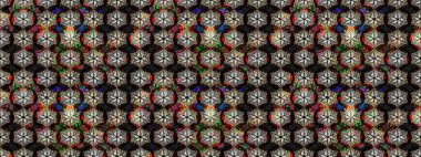 Raster illüstrasyonundaki çiçek desenli çizim. Siyah renkte çiçekler.