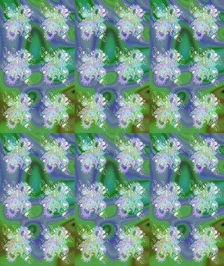 Parlak çiçekli kolaj çiçekleri yeşildir. Çiçekli zambakların eskiz geçmişi. Çiçek tasarımı için inanılmaz kolaj cennet tarzı..