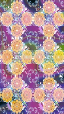 Şirin çiçek elementleri. Bej renkli çiçekler. Raster illüstrasyonu. Çizim.