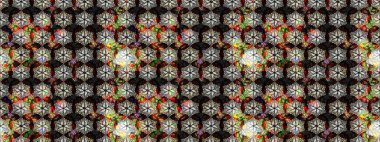 Siyah renkli siyah papatya deseni. Raster illüstrasyonu. Siyah renklerde.