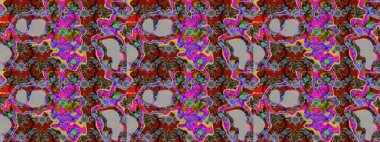 Suluboya çiçekli çiçek deseni. Raster illüstrasyonu. Gri renkli Asya tekstili.