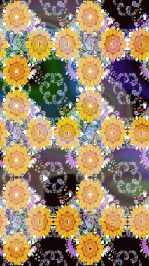 Çiçek buketleriyle klasik bir eskiz şekli. Raster illüstrasyonu. Bej renklerde.