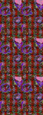 Parlak çiçekli kırmızı renkler üzerinde soyut çizim deseni. Çiçeksel elementlerle süslenmiş zarif raster dokusu. Küçük çiçekte şirin bir çiçek deseni var..