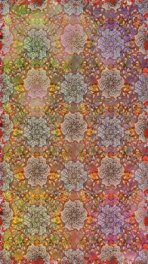 Tekstil için figür. Davetiye ve kartpostal tasarımı için dekoratif çiçek unsurları. Şirin, zarif çiçekler Raster illüstrasyonu. Poster ya da kapak için arka plan. Yapraklı kusursuz desen.