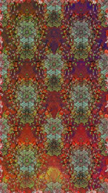 Düz Çiçek Elementleri Tasarımı. Renkli Bahar Temalı Kusursuz Arkaplan. Raster illüstrasyonunda kusursuz çiçek deseni. Kahverengi renkte çiçekler.