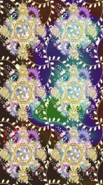 Tarafsız renklerde Asya tekstil tarzında. Raster illüstrasyonu. Suluboya çiçekli çiçek deseni.