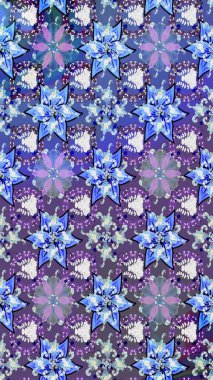 Raster deseni. Küçük çiçekte güzel bir çiçek deseni var. Çiçekli çiçek deseni, suluboya..