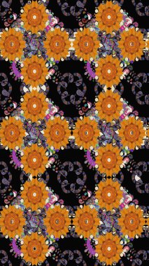 Elle boyanmış suluboya resim çizimleri, çiçekler ve bitkiler. Siyah renkte çiçekler.