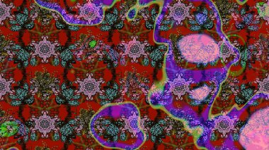 Kırmızı çiçekli eskiz deseni, suluboya çiçek deseni, sevimli çiçek, duvar kağıdı, kart ya da kumaş için fayanslı. Raster - stok.