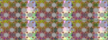 Düz Çiçek Elementleri Tasarımı. Raster illüstrasyonunda kusursuz çiçek deseni. Gri renkli çiçekler. Renkli Bahar Teması Kusursuz Arkaplan.