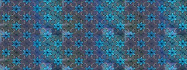 Şatafatlı bahar bahçesi dokusu. Mavi ve gri renkte çiçekler. Raster illüstrasyonu. Mavi ve gri renkte çiçek çizimi. Çiçek deseni.