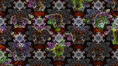 Çiçekli, yapraklı, çiçek desenli eskiz. El çizimi. Raster illüstrasyonu.