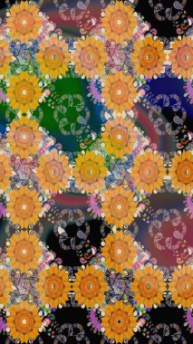 Suluboya çizim kalıbı. Dekorasyon ve tasarım için güzel bir desen. Moda baskısı. Çiçeğin suluboya çizimlerinin mükemmel deseni. Eski model. Raster illüstrasyonu.