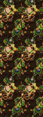 Varicolobrown Raster çizimi. Bir sürü kahverengi ve soyut çiçekli tropik eskiz deseni. Küçük çiçekte sevimli çiçek deseni var..