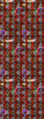 Eskiz klasiği. Raster Şirin kumaş deseni. Renkli Bahar Teması eskiz kalıbı. Düz Çiçek Elementleri Tasarımı.