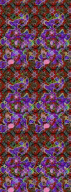 Çiçek desenli çizim. Raster illüstrasyonu. Asya tekstil tarzında. Kırmızı renkte çiçekler. Raster illüstrasyonu.