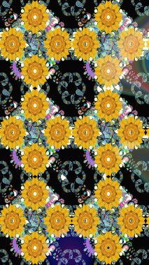 Çiçekler suluboya eskiz deseni. Raster Stili kumaş deseni.