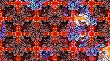 Çiçekli karalama şeklinde Raster çiçek deseni. Yumuşak, bahar çiçekli arka plan. Kırmızı renkte çiçekler.