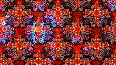 Çiçekli çiçek deseni, suluboya. Kırmızı renkte çiçekler. Renkli Bahar Teması eskiz kalıbı. Düz Çiçek Elementleri Tasarımı. Raster illüstrasyonu.