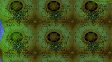 Suluboya çiçekli çiçek deseni. Raster illüstrasyonu. Yeşil renkli Asyalı tekstil.