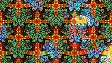 Çiçek ve yapraklı çiçek deseni. Küçük çiçekli şirin bir desen. Raster illüstrasyonu.