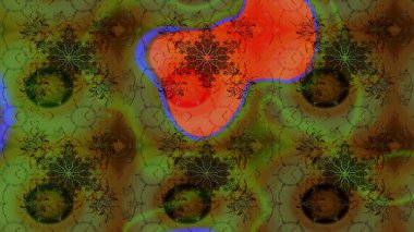 Raster çiçek desenli çiçek deseni, yapraklar, dekoratif elementler, sıçrama, lekeler, el çizimi kontur çizgileri ve Doodle çizim stili, grafik raster çizim çizimi.