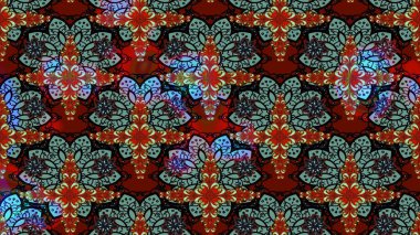 Çiçekli karalama şeklinde Raster çiçek deseni. Kibarca, kırmızı renkte bahar çiçekleri. Raster illüstrasyonu.