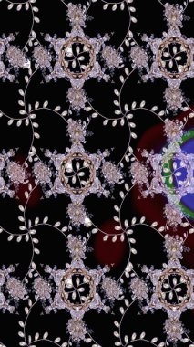 Çiçek süslemeli çizim deseni. Siyah renkli çiçekler. Raster illüstrasyonu.