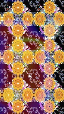 Şirin çiçekler. Çizgi çizimi kalıbı. Raster Moda kumaş deseni.