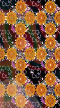 Karalama çiçekleri çizim kalıbı. Sanat portakal rengi çiçeklere ilham verir ve arka plan bırakır. Turuncu el çizimi desen. Raster deseni.