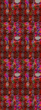 Klasik çiçekler. El çizimi, soyut ve süslü elementler. Yaz çiçekleri teması. Kahverengi renkli. Suluboya resim taklit Raster illüstrasyonu.