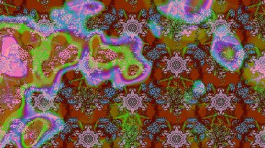 Kahverengi renkli şirin çiçek deseni. Raster Modaya uygun kumaş deseni. Renkli Bahar Teması eskiz kalıbı. Düz Çiçek Elementleri Tasarımı.