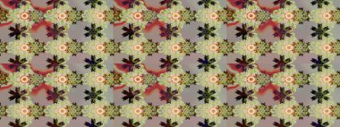 Eskiz geçmişi. Renkli desenli eskiz deseni, gri ve nötr çiçekler ve dekoratif elementler. Raster illüstrasyonu. Eski usul. Kumaş, tekstil ve duvar kağıdı baskısı için..