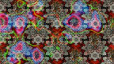 Raster illüstrasyonundaki çiçek desenli çizim. Gri renkli çiçekler.