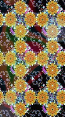 Sarı üzerine çiçekler. Eskiz arkaplan modeli. Suluboya, elle çizilmiş. Raster stoku.