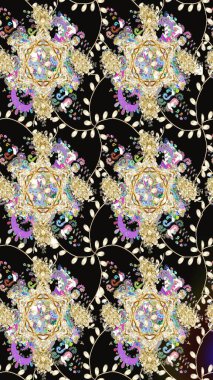 Tomurcukları çiçek olan sevimli bir çiçek deseni. Eskiz geçmişi. Raster illüstrasyonu. Kumaş, tekstil, duvar kağıdı baskısı için. Eski usul. Raster..