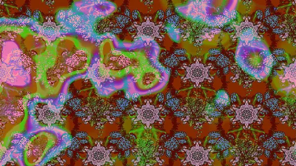 Kahverengi renkli şirin çiçek deseni. Raster Modaya uygun kumaş deseni. Renkli Bahar Teması eskiz kalıbı. Düz Çiçek Elementleri Tasarımı.