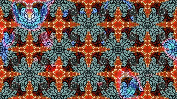 Klasik çiçekler. El çizimi, soyut ve süslü elementler. Yaz çiçekleri teması. Mavi renkler. Suluboya resim taklit Raster illüstrasyonu.