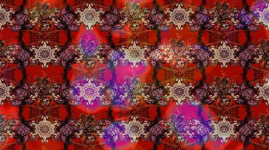 Çiçekli karalama şeklinde Raster çiçek deseni. Kahverengi renkte yaz çiçekleri. Raster illüstrasyonu.