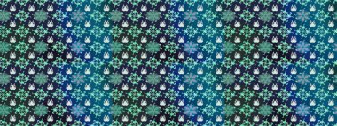 Raster illüstrasyonu. Mavi ve gri renklerde. Güzel kumaş deseni. Raster illüstrasyonunda çiçek deseni çizimi.