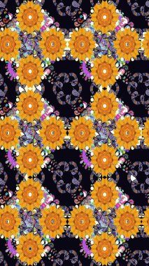 Güzel eskiz şekli. Raster çiçekli arka plan. Yazdır. Güzel kumaş deseni. Renkli Yaz Temalı eskiz kalıbı. Düz Çiçek Elementleri Tasarımı.