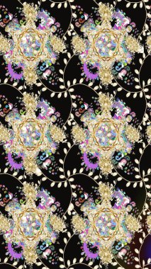 Tomurcukları çiçek olan sevimli bir çiçek deseni. Eskiz geçmişi. Raster illüstrasyonu. Kumaş, tekstil, duvar kağıdı baskısı için. Eski usul. Raster..