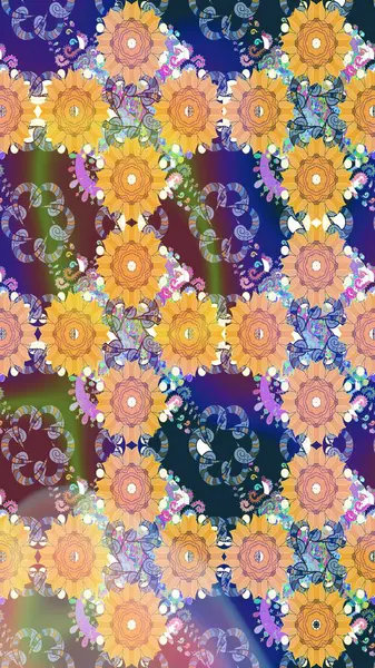 Çiçek desenli raster, mavi çizgi grafik desenli soyut raster arkaplan. Modern stil dokusu.